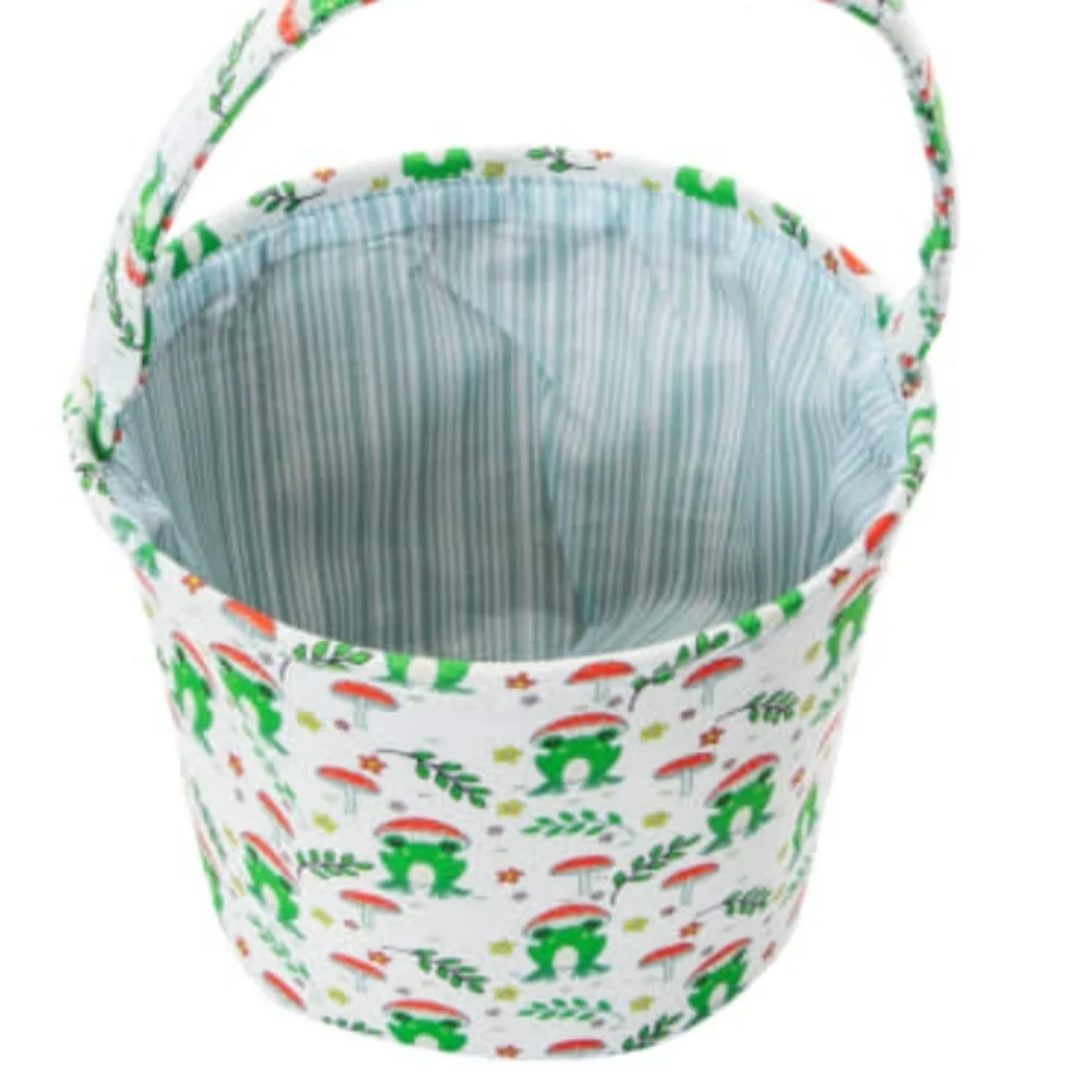 🐸🍄 Canvas Frog and Mushroom Basket with Handle 🍄🐸